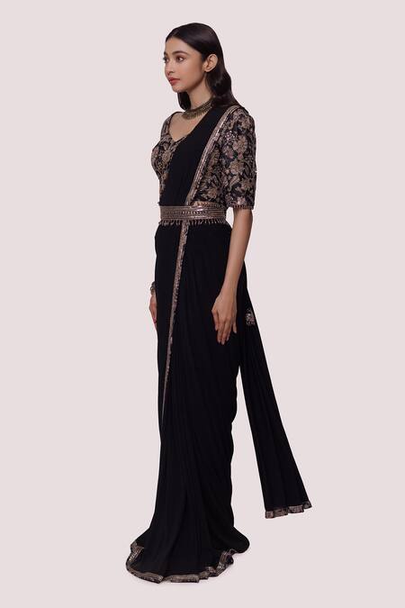 TreegoArt Fashion Women's Party Wear Floral Design Indian Saree Pearls Net Saree  With Unstitched Blouse Piece -(ABIRA BLACK) : : Clothing, Shoes &  Accessories