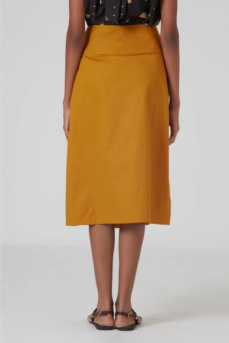 The Summer House_Yellow Kian Pleated Midi Skirt_at_Aza_Fashions