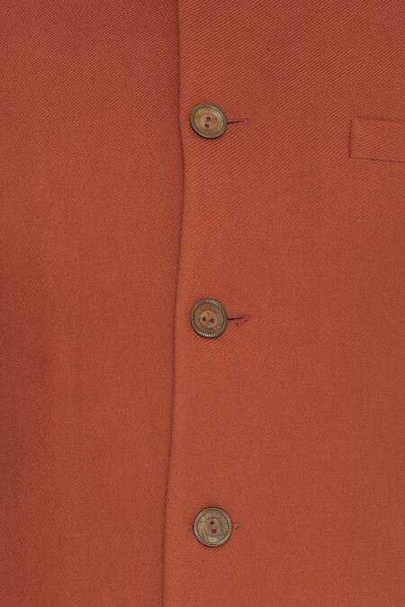 Fahd Khatri_Orange Thread Embroidered Bandhgala_at_Aza_Fashions