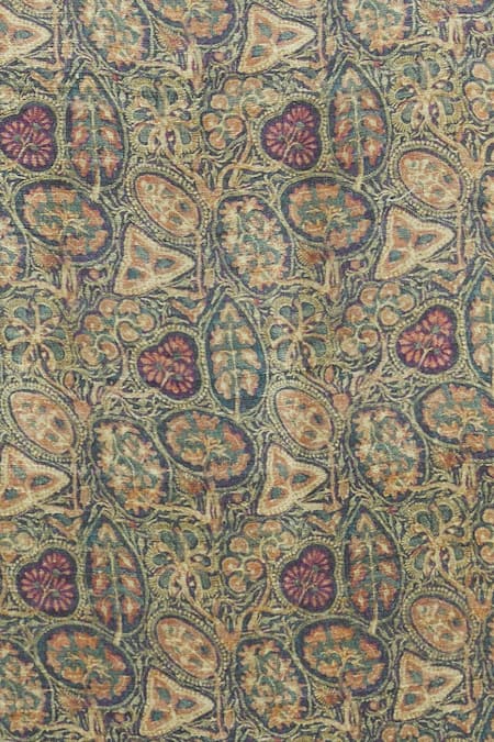 Buy Vrisa Beige Lapel Printed Long Jacket Online at Aza Fashions Buy_Vrisa_Beige Lapel Printed Long Jacket _Online_at_Aza_Fashions