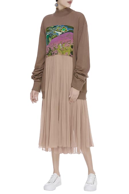 Huemn Embroidered Midi Dress 