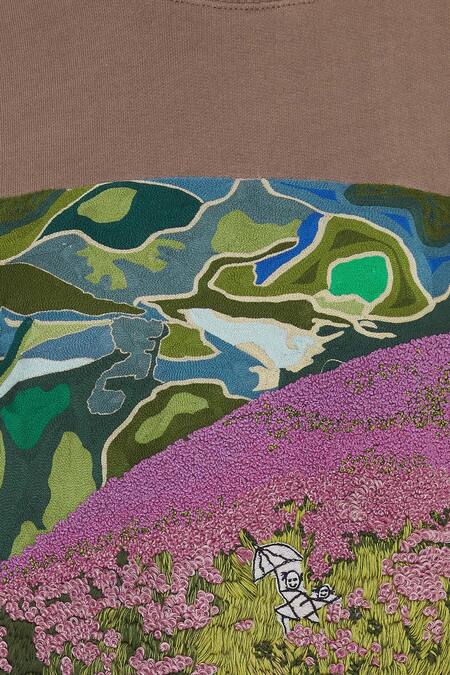 Huemn_Brown Silk Embroidered High Neck Midi Dress  _at_Aza_Fashions