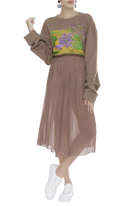 Huemn Embroidered sweatshirt & skirt set 