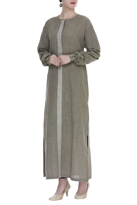 Urvashi Kaur Striped Organic Cotton Long Kurta 