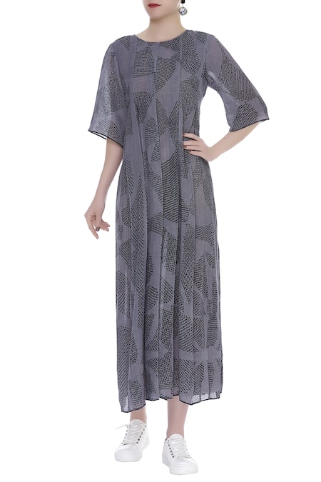 Urvashi Kaur Shibori Box Pleat Flared Dress 