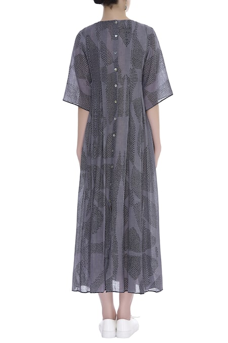 Urvashi Kaur Shibori Box Pleat Flared Dress 