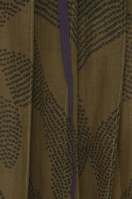 Buy_Urvashi Kaur_Olive Green Cotton Tassels Organic Shibori Midi Skirt _Online_at_Aza_Fashions