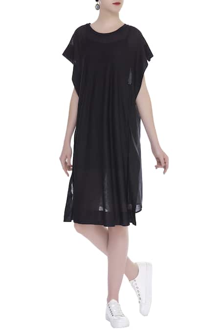 Urvashi Kaur Organic Cotton Midi Dress With Checkered Back 