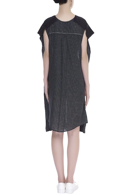 Urvashi Kaur Organic Cotton Midi Dress With Checkered Back 