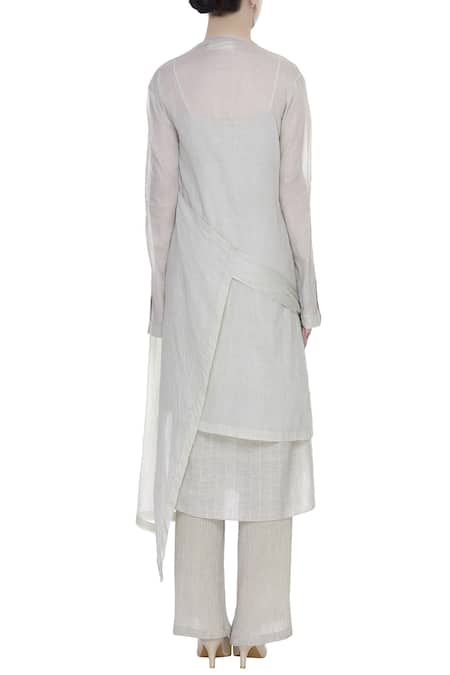 Urvashi Kaur Asymmetric Overlap Long Jacket 