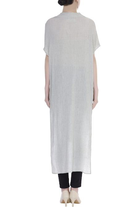Urvashi Kaur Grey Viscose Cotton High Low Tunic 