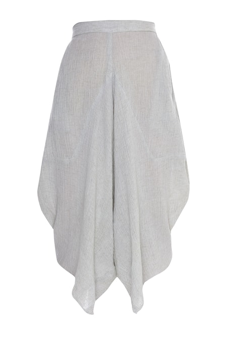 Urvashi Kaur Dhoti Style Cropped Pant With Asymmetric Hem 