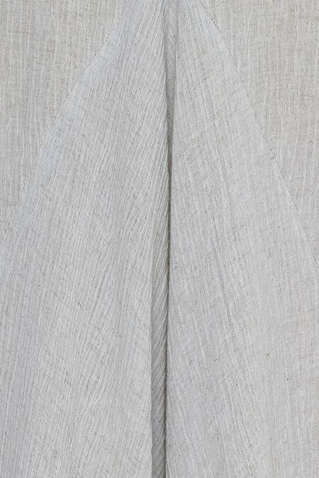 Buy_Urvashi Kaur_Gray Viscose, Cotton Dhoti Style Cropped Pant With Asymmetric Hem _Online_at_Aza_Fashions