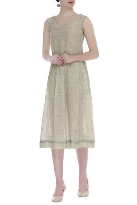 Urvashi Kaur Linen Silk Midi Dress  