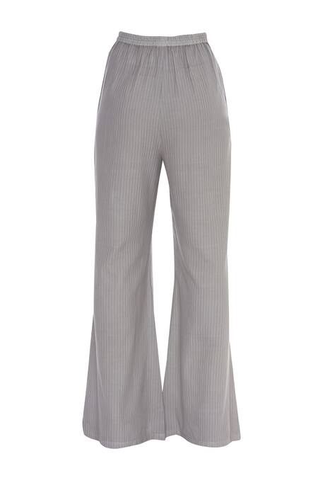 Urvashi Kaur_Gray Cotton Organic Flared Pants _Online_at_Aza_Fashions