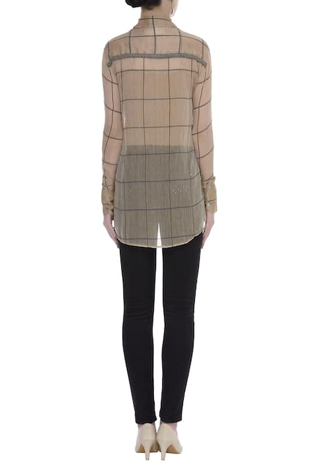 Urvashi Kaur Checkered Sheer Shirt 