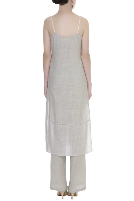 Urvashi Kaur Noodle Strap Striped Side Slit Tunic 