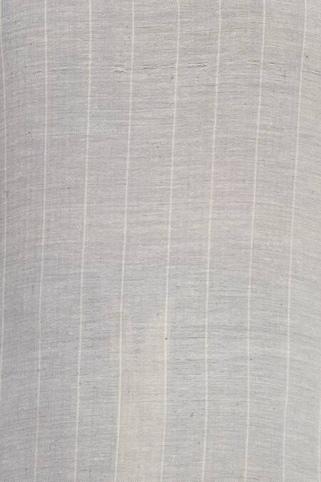 Urvashi Kaur_Gray Cotton Square Neck Noodle Strap Striped Side Slit Tunic _at_Aza_Fashions