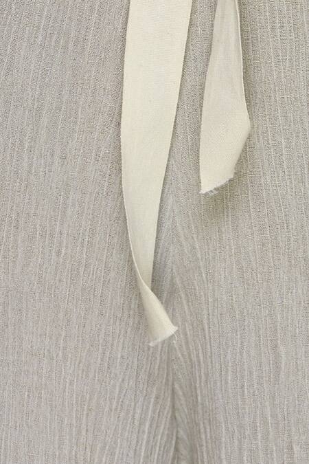 Buy_Urvashi Kaur_Gray Cotton Textured Organic Straight Pant _Online_at_Aza_Fashions