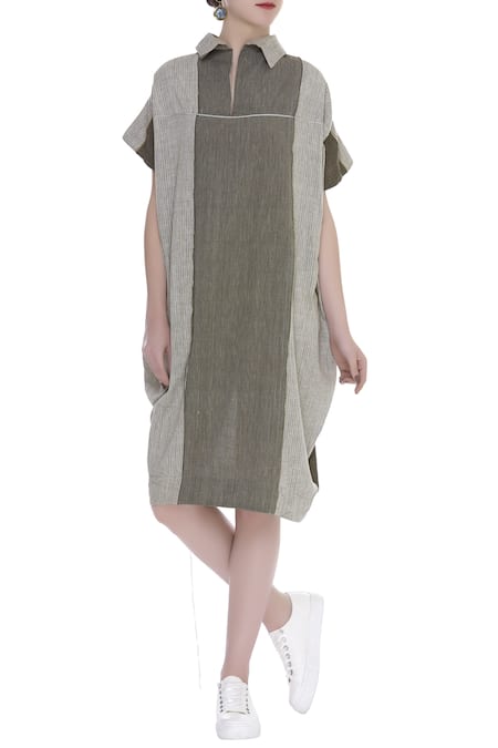 Urvashi Kaur Panel Detail Shirt-Style Midi Dress 