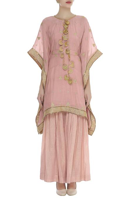 Kisneel By Pam Pink Zari Embroidered Kaftan Style Kurta Set Online at Aza Fashions Kisneel By Pam_Pink Zari Embroidered Kaftan Style Kurta Set_Online_at_Aza_Fashions