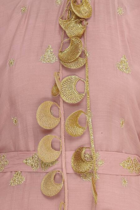 Kisneel By Pam Pink Zari Embroidered Kaftan Style Kurta Set at Aza Fashions Kisneel By Pam_Pink Zari Embroidered Kaftan Style Kurta Set_at_Aza_Fashions