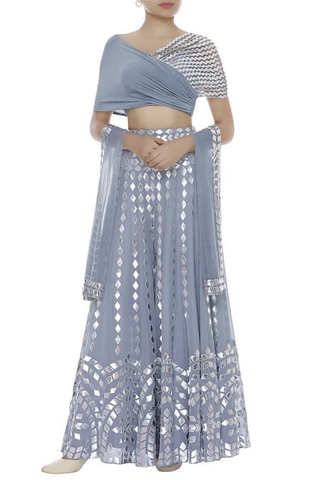 Reeti Arneja Blue Embroidered Top Pant Set