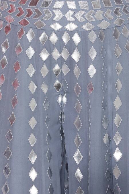 Shop_Reeti Arneja_Blue Embroidered Top Pant Set_Online_at_Aza_Fashions