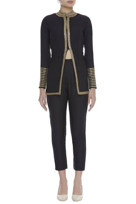 Buy Neeta Lulla Black Sequin Embroidered Front Open Jacket With Pants Online at Aza Fashions Buy_Neeta Lulla_Black Sequin Embroidered Front Open Jacket With Pants_Online_at_Aza_Fashions