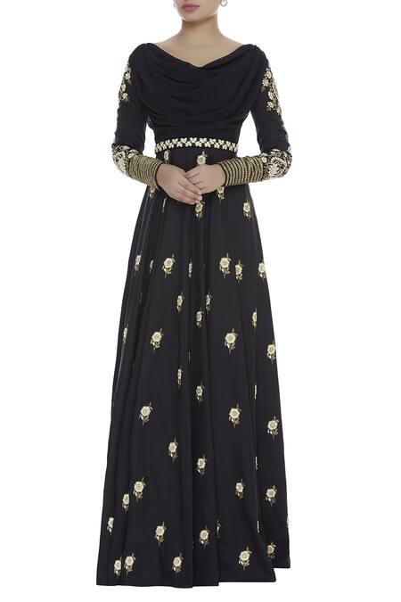 Neeta Lulla Black Embroidered Anarkali Gown
