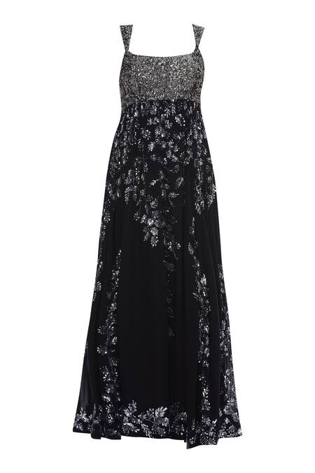 Buy_Neeta Lulla_Black Sequin Embroidered Anarkali Set_Online_at_Aza_Fashions
