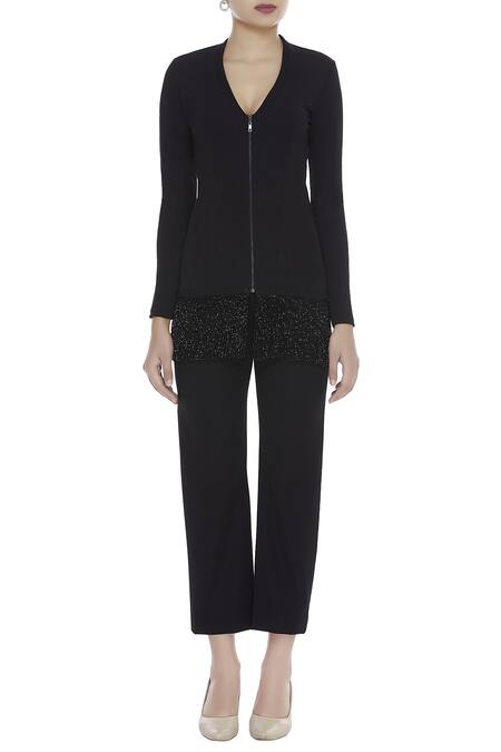 Buy_Neeta Lulla_Black Tassel Jacket With Pants_Online_at_Aza_Fashions