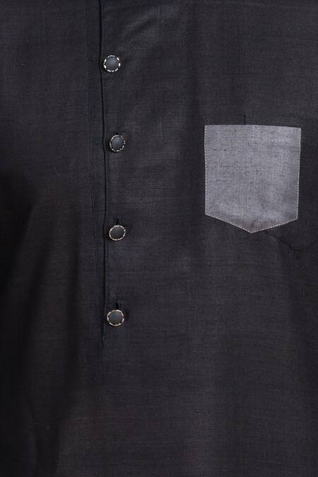 Poonam Kasera_Black Moonga Dupion Silk Embroidered Sherwani Set With Stole_at_Aza_Fashions