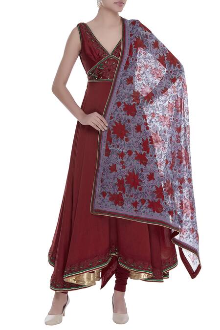 Surendri Red Embroidery Anarkali Set 