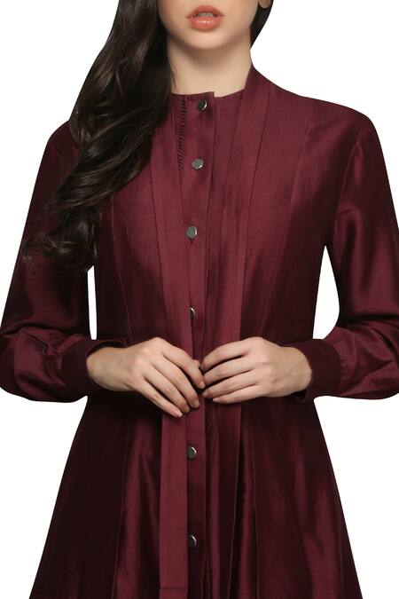 Buy Integument Wine Chanderi Maxi Dress Online at Aza Fashions Buy_Integument_Wine Chanderi Maxi Dress_Online_at_Aza_Fashions