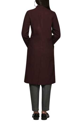 Shop Integument Wine Pleated Blazer Dress at Aza Fashions Shop_Integument_Wine Pleated Blazer Dress_at_Aza_Fashions