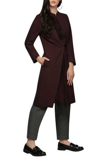 Integument Wine Pleated Blazer Dress Online at Aza Fashions Integument_Wine Pleated Blazer Dress_Online_at_Aza_Fashions