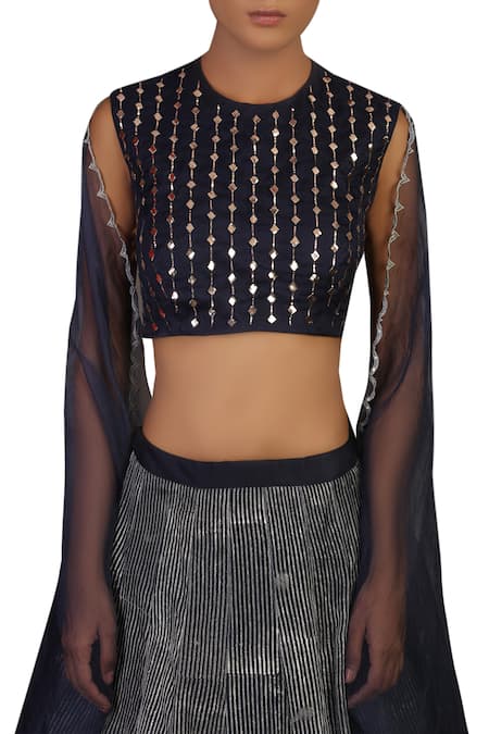 Priyam Narayan_Blue Round Embroidered Lehenga Set_Online_at_Aza_Fashions