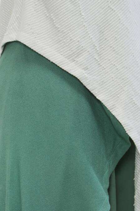 Shop Fahd Khatri White Dual Toned Overlap Tunic Online at Aza Fashions Shop_Fahd Khatri_White Dual Toned Overlap Tunic_Online_at_Aza_Fashions