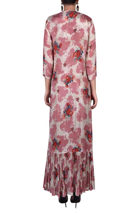 Nautanky Printed crop top with pants & shrug 