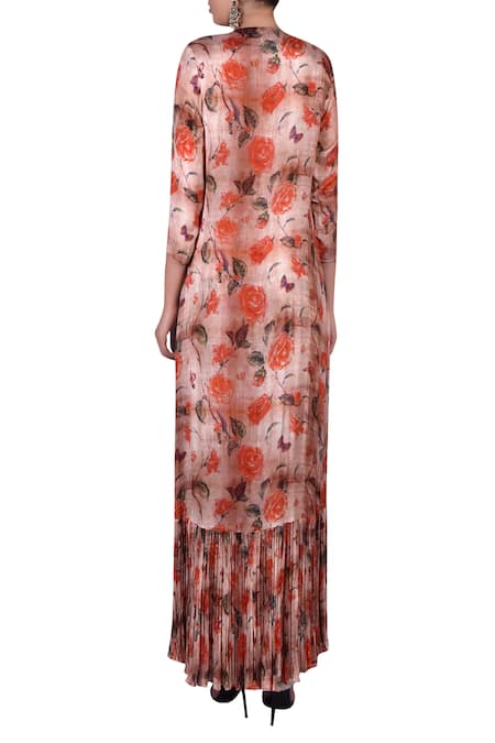 Nautanky Printed crop top with pants & shrug 