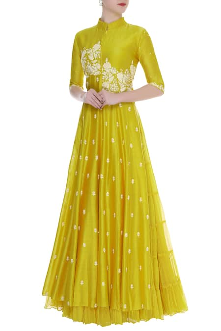 Neeta Bhargava Yellow Hand Embroidered Kurta With Lehenga  