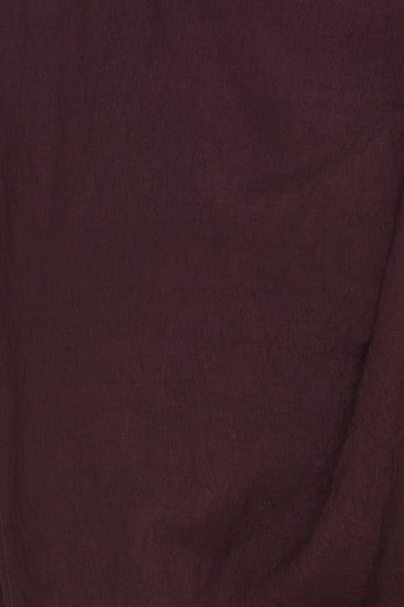 Bohame_Wine Round Silk Draped Dress _at_Aza_Fashions