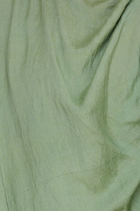 Bohame_Green Round Silk Draped Dress _at_Aza_Fashions