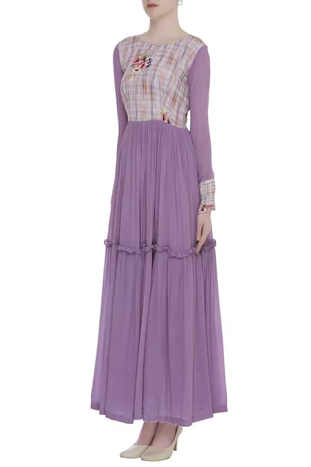 Bohame_Purple Round Tiered Maxi Dress _Online_at_Aza_Fashions