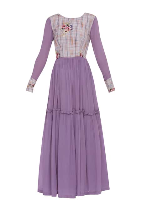 Buy_Bohame_Purple Round Tiered Maxi Dress _Online_at_Aza_Fashions