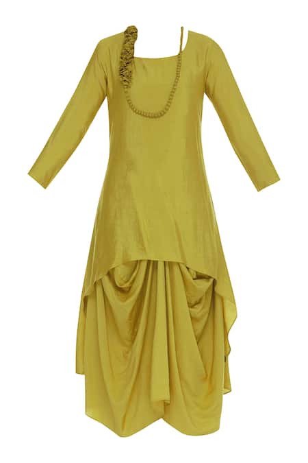 Buy_Bohame_Green Round Draped Midi Dress  _Online_at_Aza_Fashions