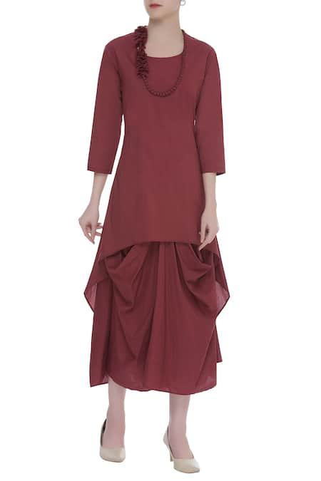 Bohame Silk Draped Dress 