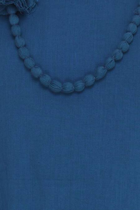 Bohame_Blue Round Silk Draped Dress _at_Aza_Fashions