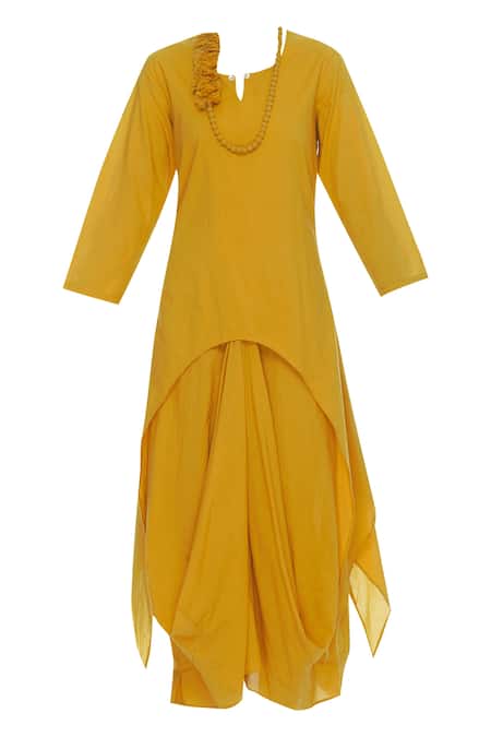 Buy Bohame Yellow Round Draped Silk Dress Online at Aza Fashions Buy_Bohame_Yellow Round Draped Silk Dress _Online_at_Aza_Fashions